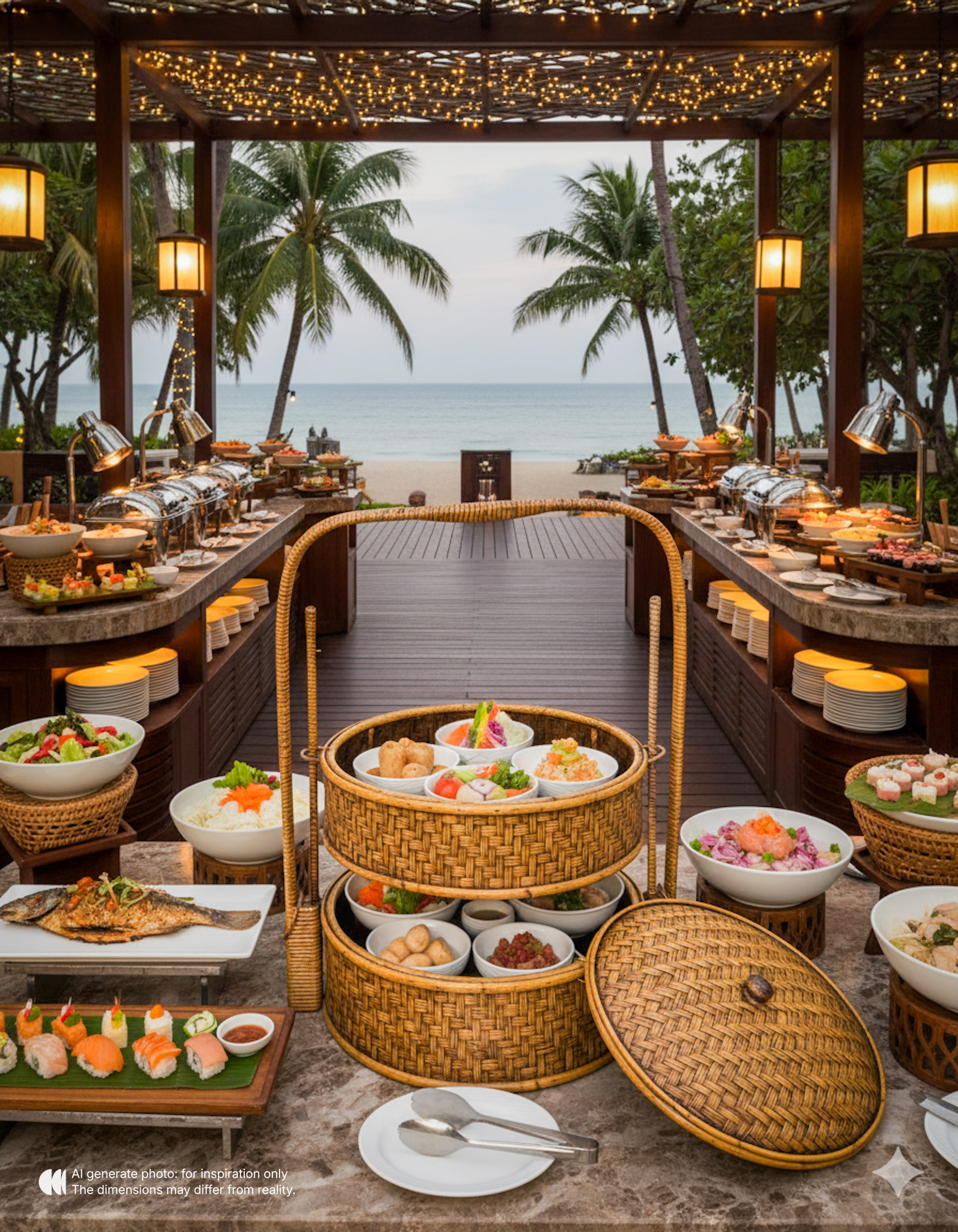 ปิ่นโตไม้ไผ่สาน 3 ชั้น PISAMAI รุ่น CANTON PINTO สไตล์วินเทจ 16 นิ้ว ขนาด 70*70*52 ซม._9