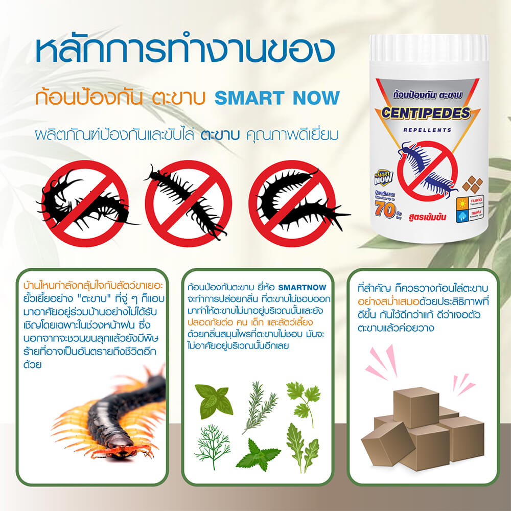 ก้อนป้องกันตะขาบ SMARTNOW บรรจุ 30 ก้อน/กระปุก