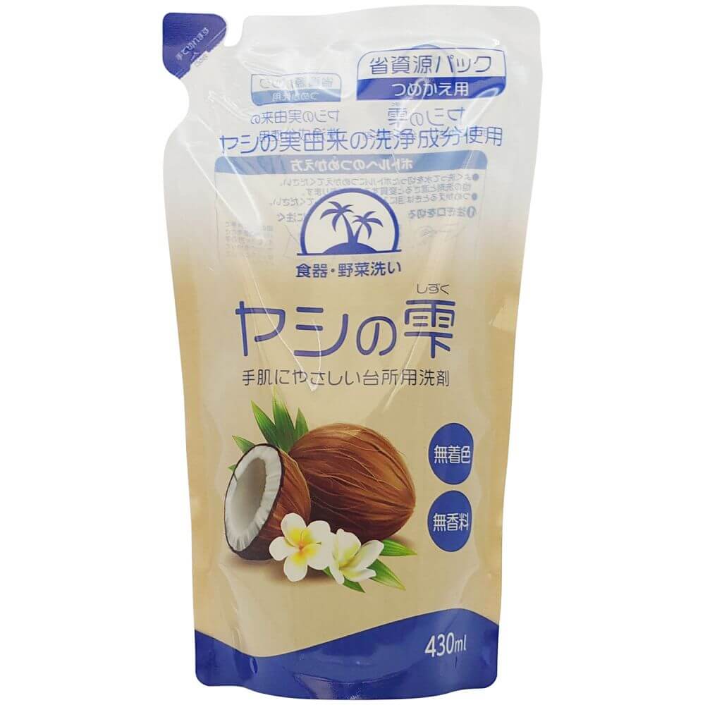 น้ำยาล้างจาน ชนิดถุงเติม YASHI-NO-SHIZUKU กลิ่นมะพร้าว 430 มล.