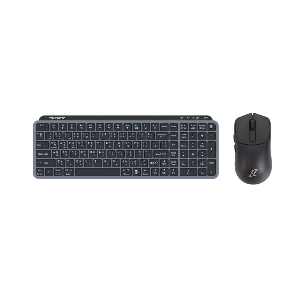 ชุดคีย์บอร์ดไร้สายและเมาส์เกมมิ่งไร้สาย, ERGONOZ EGN-MKB-SET01-B KEYBOARD 01 AND EZZENTIAL GAMING MOUSE VELOZ ONE SET, สีดำ/ดำ_0