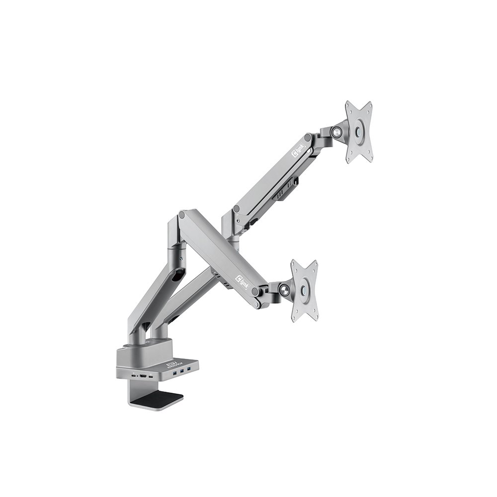 แขนจับจอ ERGONOZ รุ่น CLYNKARM 6 IN 1 DOCKING STATION แขนคู่ สำหรับหน้าจอ 17 - 32 นิ้ว สีเงิน (EGN-CLYNKARM01-D-SV-DOCK)