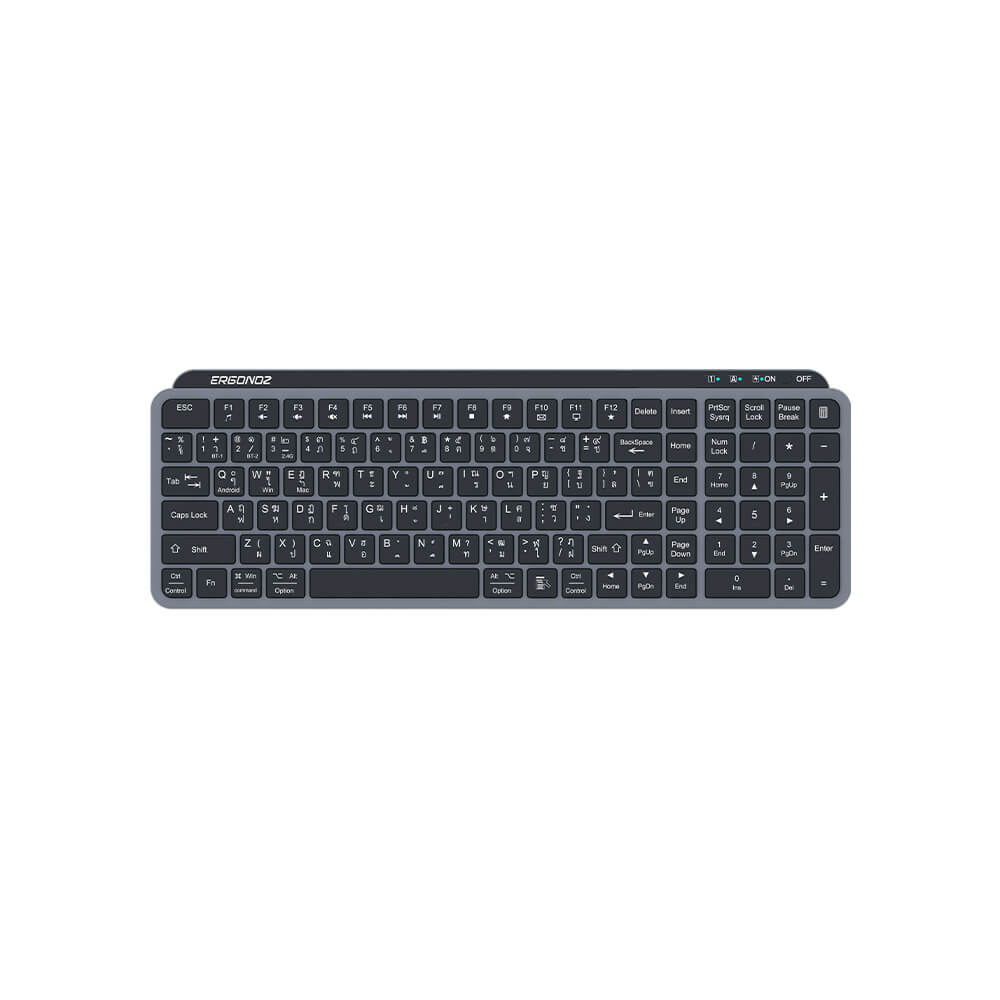 คีย์บอร์ดไร้สาย, ERGONOZ EGN-KB01, สีดำ (KEYBOARD 01 2 ระบบ รองรับทั้ง 2.4GHZ และ BLUETOOTH)