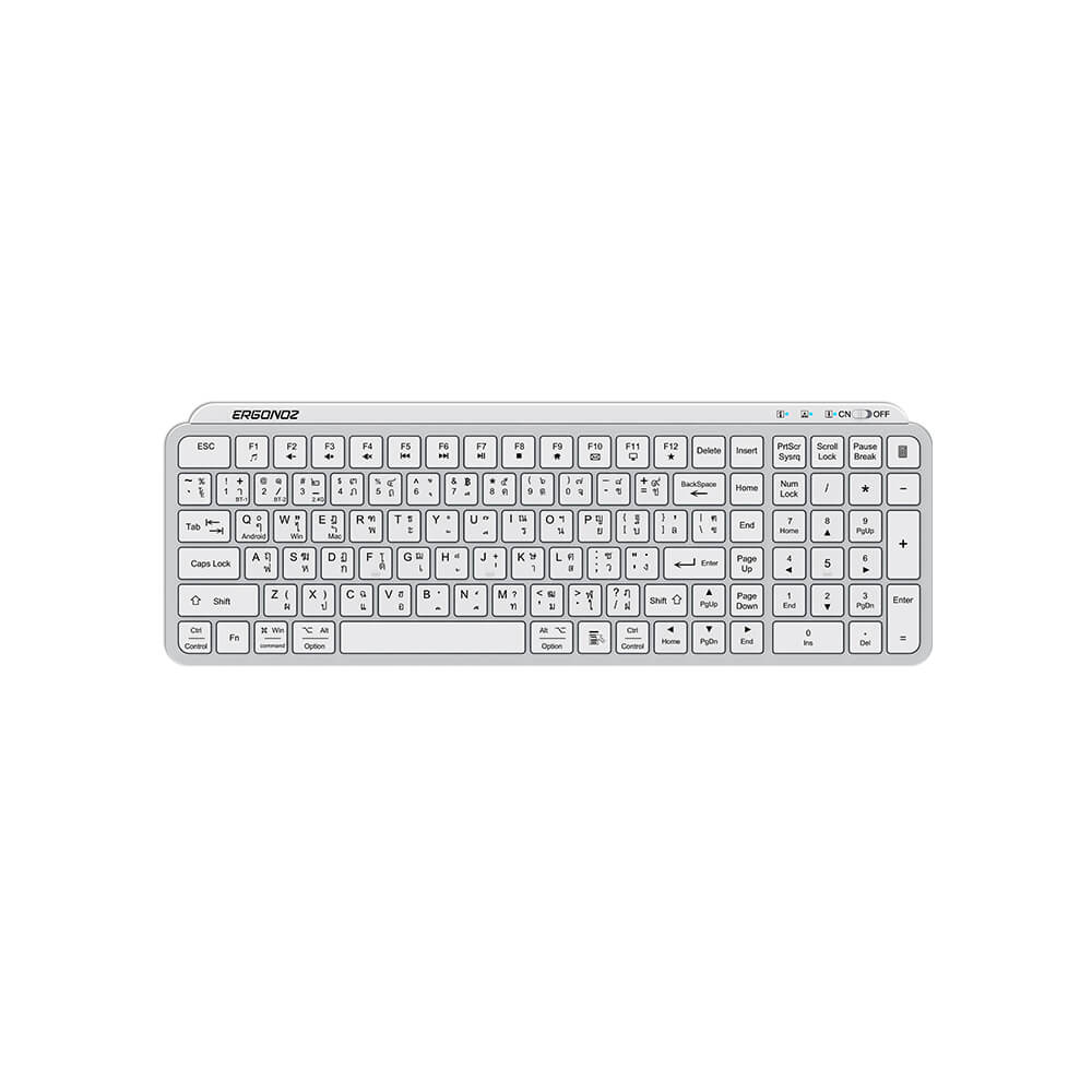 คีย์บอร์ดไร้สาย, ERGONOZ EGN-KB01-W, สีขาว (KEYBOARD 01 2 ระบบ รองรับทั้ง 2.4GHZ และ BLUETOOTH)