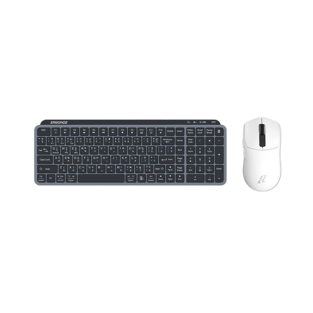 ชุดคีย์บอร์ดไร้สายและเมาส์เกมมิ่งไร้สาย, ERGONOZ EGN-MKB-SET03-WB KEYBOARD 01 AND EZZENTIAL GAMING MOUSE VELOZ ONE SET, สีดำ/ขาว