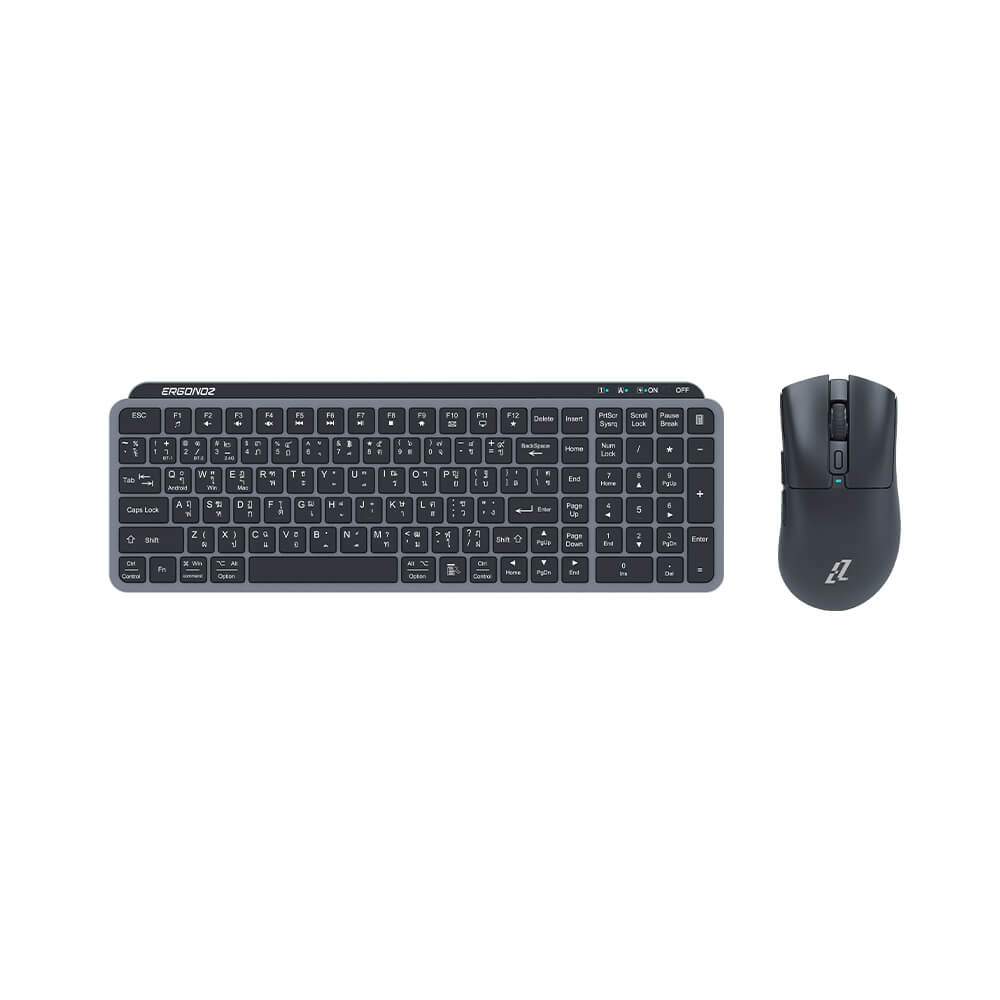 ชุดคีย์บอร์ดไร้สายและเมาส์เกมมิ่งไร้สาย, ERGONOZ EGN-MKB-SET02-B KEYBOARD 01 AND EZZENTIAL GAMING MOUSE VELOZ X SET, สีดำ/ดำ_1