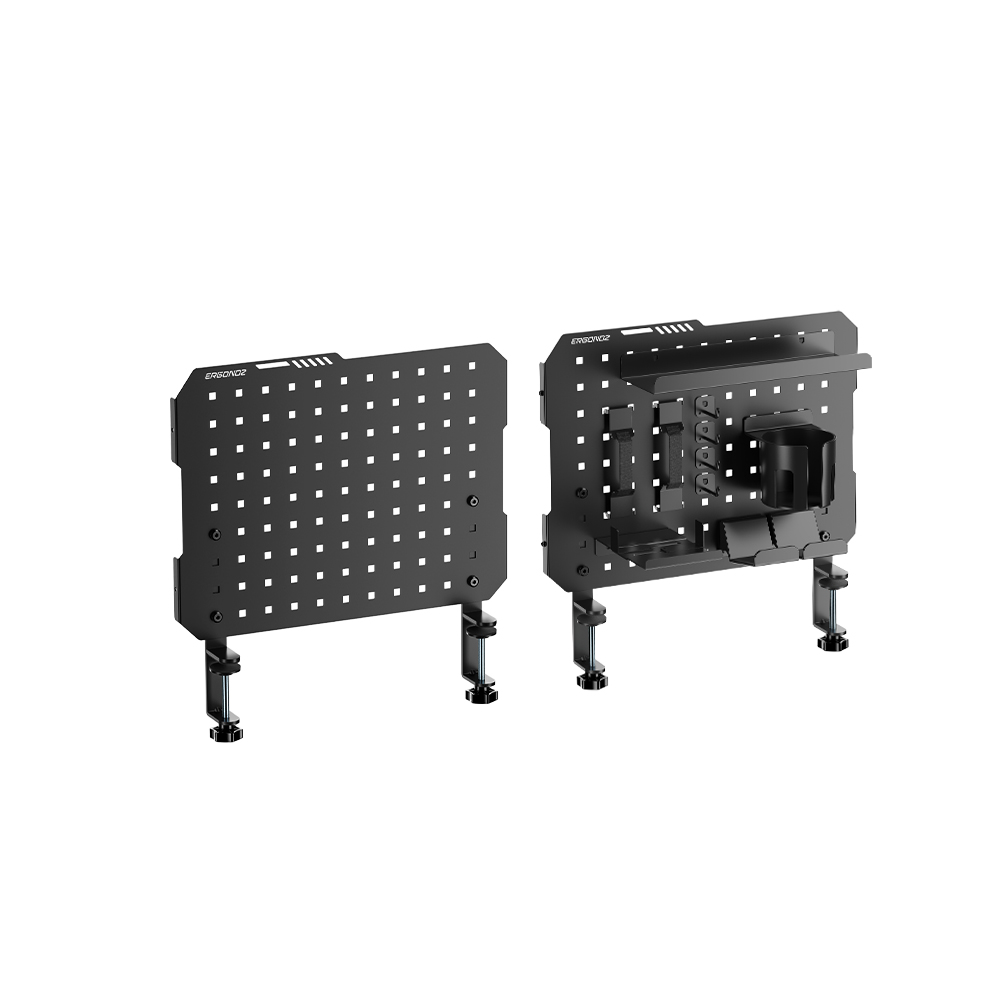 ชุดแผงบอร์ดสำหรับแขวนอุปกรณ์ ERGONOZ EGN-PANEL03-SET-B, สีดำ (ชุดแผงบอร์ดแบบหนีบขอบโต๊ะ พร้อมอุปกรณ์เสริม)