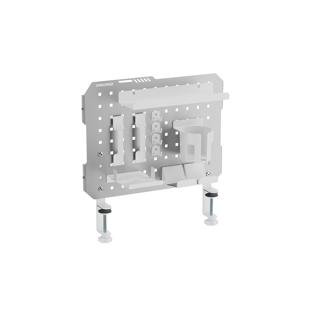 แผงบอร์ดสำหรับแขวนอุปกรณ์ ERGONOZ EGN-PANEL03-G, สีเทา (แผงบอร์ดแบบหนีบขอบโต๊ะ พร้อมอุปกรณ์เสริม)
