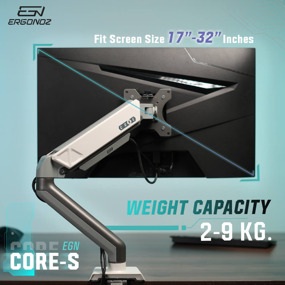 แขนจับจอ ERGONOZ รุ่น CORE แขนเดี่ยว สำหรับหน้าจอ 17 - 32 นิ้ว สีเทาเข้มและขาว (EGN-CORE-S-G)_2