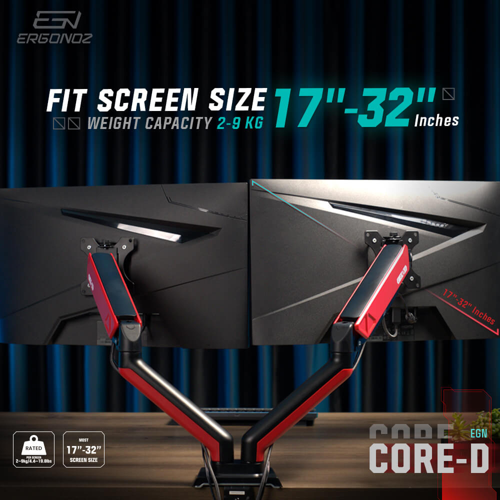 แขนจับจอ ERGONOZ รุ่น CORE แขนคู่ สำหรับหน้าจอ 17 - 32 นิ้ว สีแดง (EGN-CORE-D-R)_2