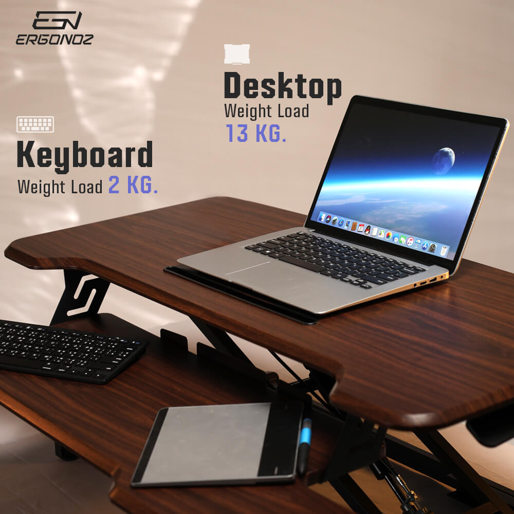 โต๊ะปรับระดับ โต๊ะทำงานแบบยืน ERGONOZ EGN-STA03-BR, สีน้ำตาล (STANDING DESK CONVERTER)_2