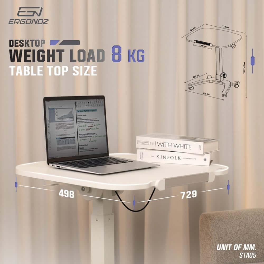โต๊ะอเนกประสงค์แบบพับได้ มีล้อเลื่อน ERGONOZ EGN-STA05-B, สีดำ (MULTI-PURPOSE FOLDABLE DESK)_2