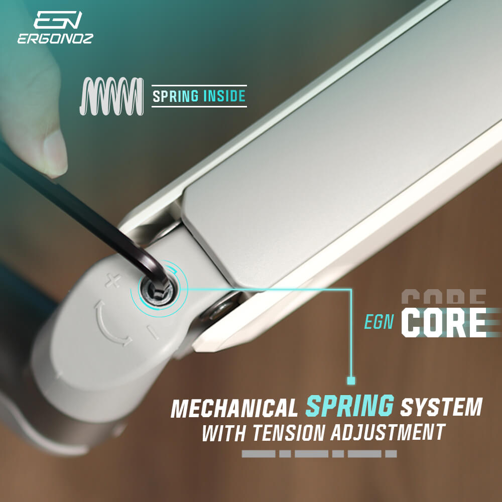 แขนจับจอ ERGONOZ รุ่น CORE แขนเดี่ยว สำหรับหน้าจอ 17 - 32 นิ้ว สีเทาเข้มและขาว (EGN-CORE-S-G)_3