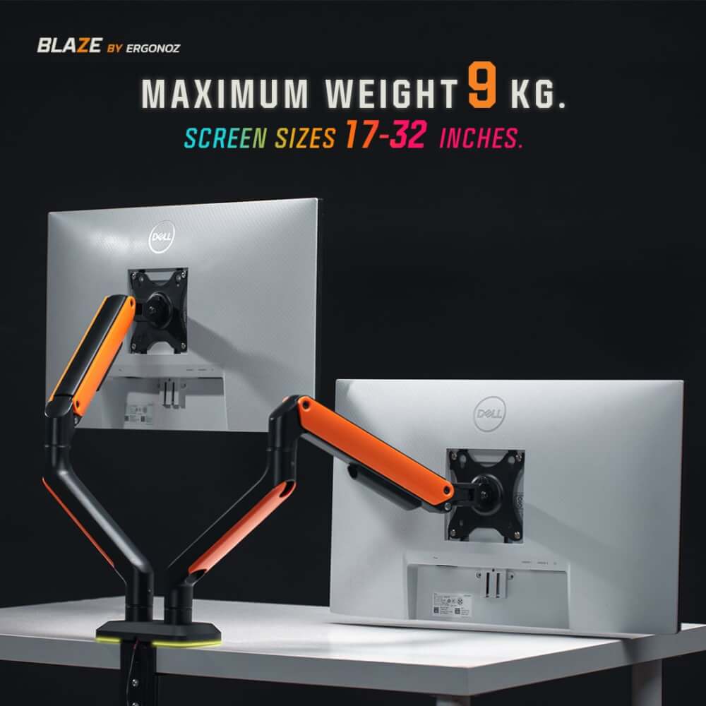 แขนจับจอ ERGONOZ รุ่น BLAZE แขนเดี่ยว สำหรับหน้าจอ 17 - 32 นิ้ว สีดำด้านและส้ม (EGN-BLAZE-S)_3