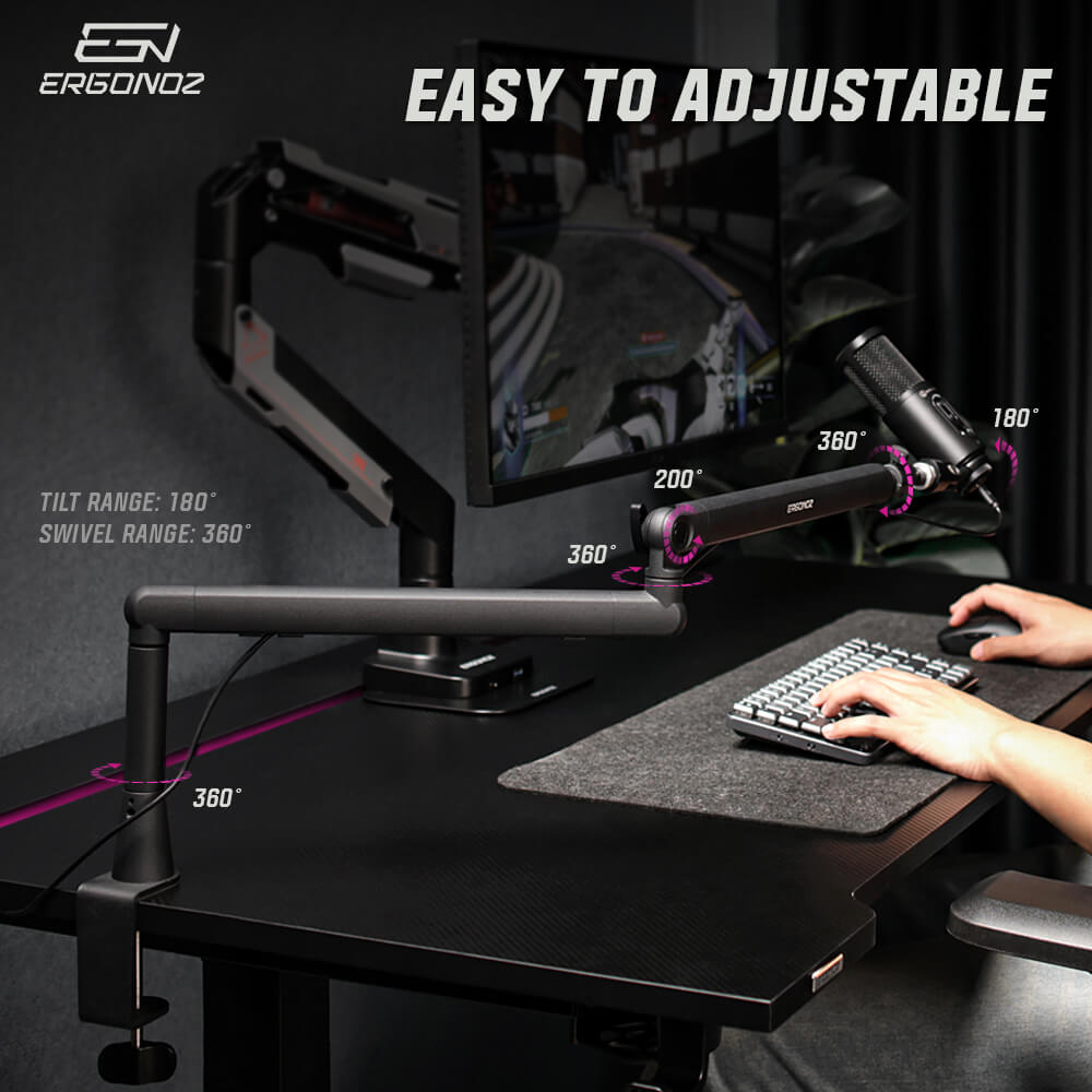 แขนจับไมค์ ERGONOZ IOCTAVIA SERIES MICROPHONE BOOM ARM V.2 (EGN-OCT02) สำหรับไมโครโฟน 3/8’’ และ 5/8’’ สีดำ (ไม่รวมตัวไมค์)_3