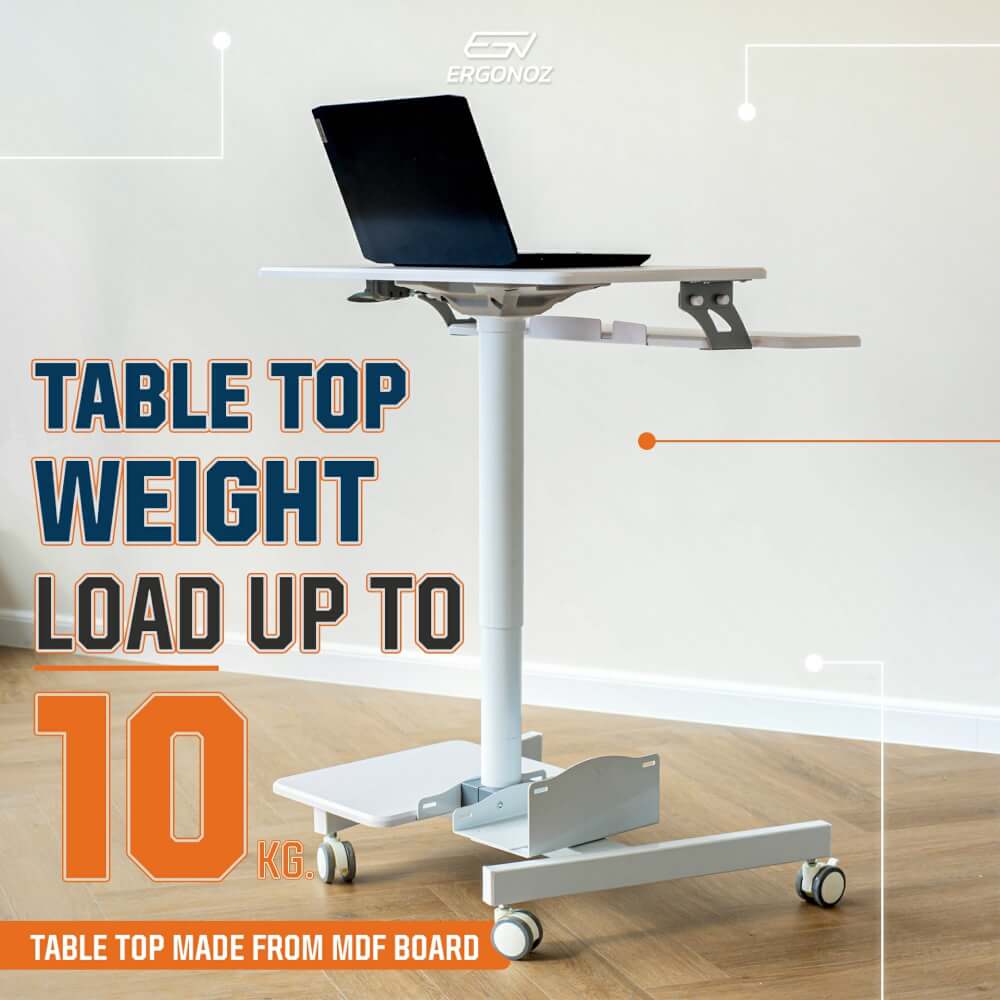 โต๊ะคอมพิวเตอร์ปรับระดับ มีล้อเลื่อน ERGONOZ EGN-STA02B, สีดำ (COMPUTER CART STANDING DESK)