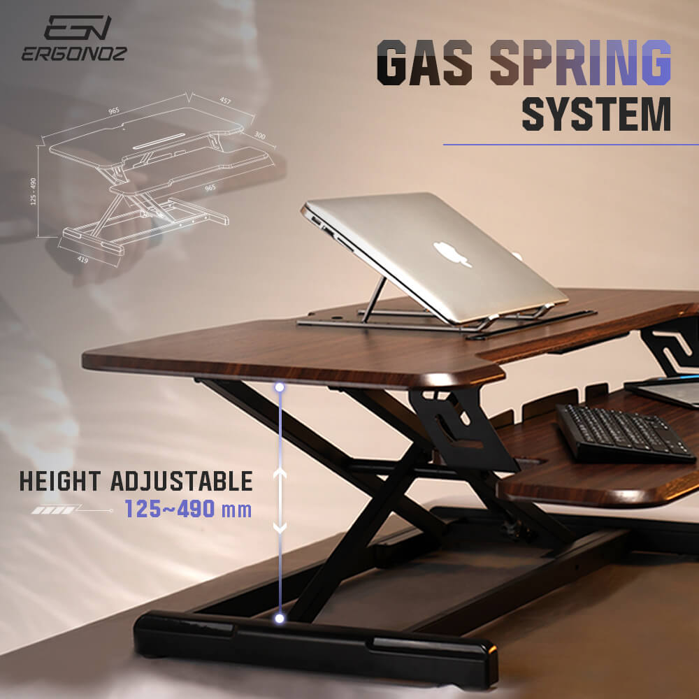 โต๊ะปรับระดับ โต๊ะทำงานแบบยืน ERGONOZ EGN-STA03-BR, สีน้ำตาล (STANDING DESK CONVERTER)_3