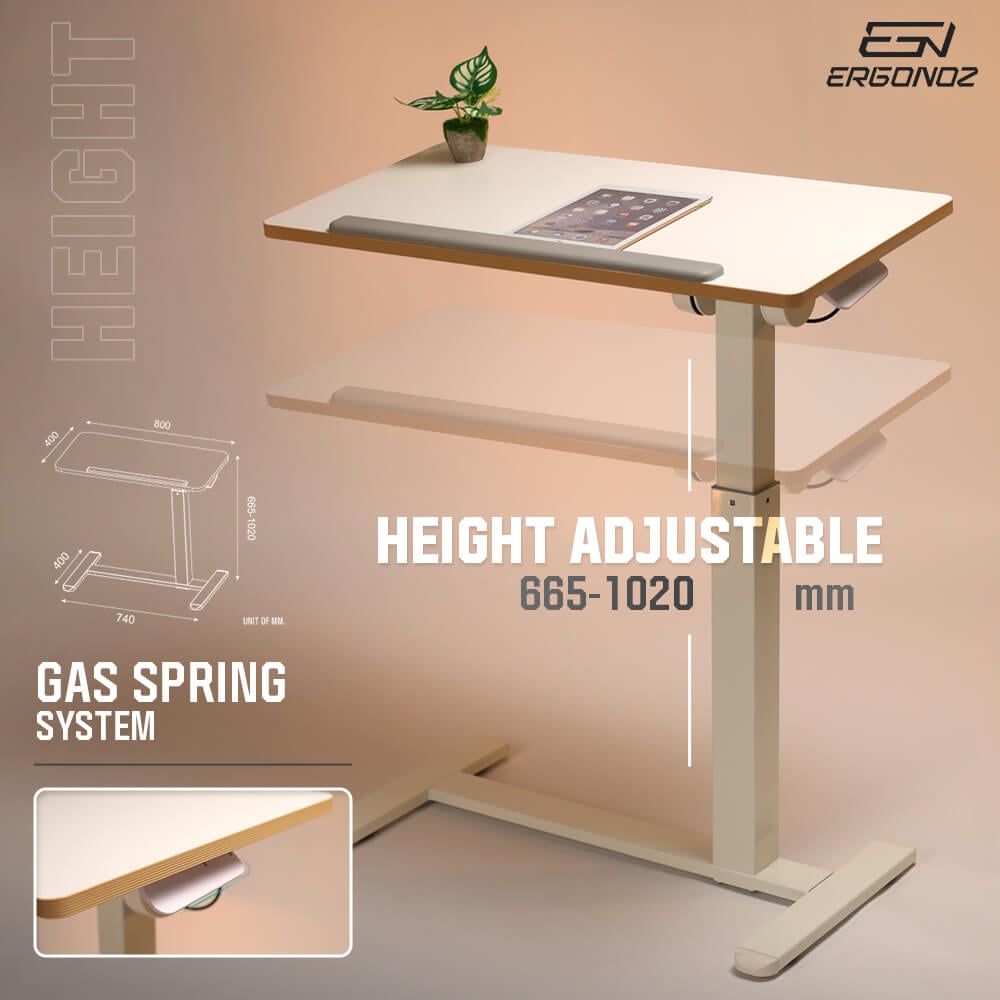 โต๊ะทำงานปรับระดับ มีล้อเลื่อน ERGONOZ EGN-STA04-W, สีขาว (STANDING LAPTOP DESK)_3