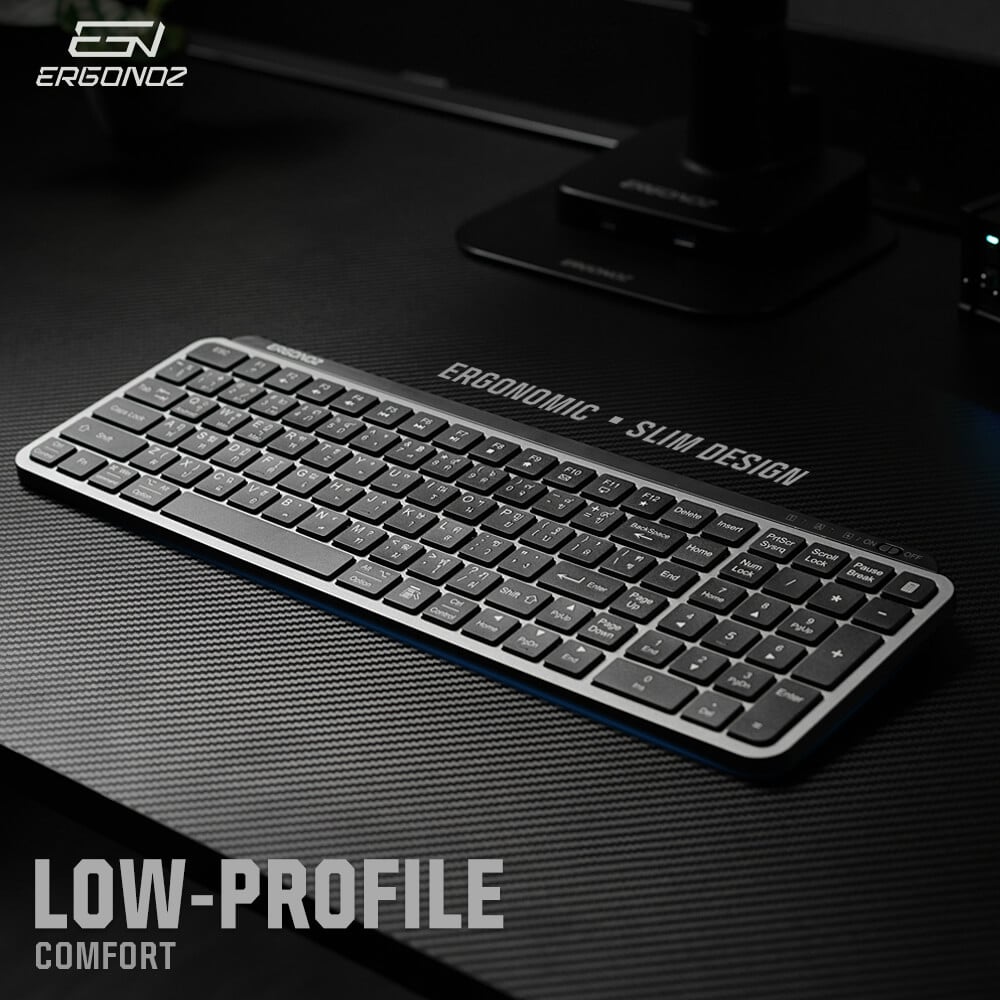 คีย์บอร์ดไร้สาย, ERGONOZ EGN-KB01, สีดำ (KEYBOARD 01 2 ระบบ รองรับทั้ง 2.4GHZ และ BLUETOOTH)
