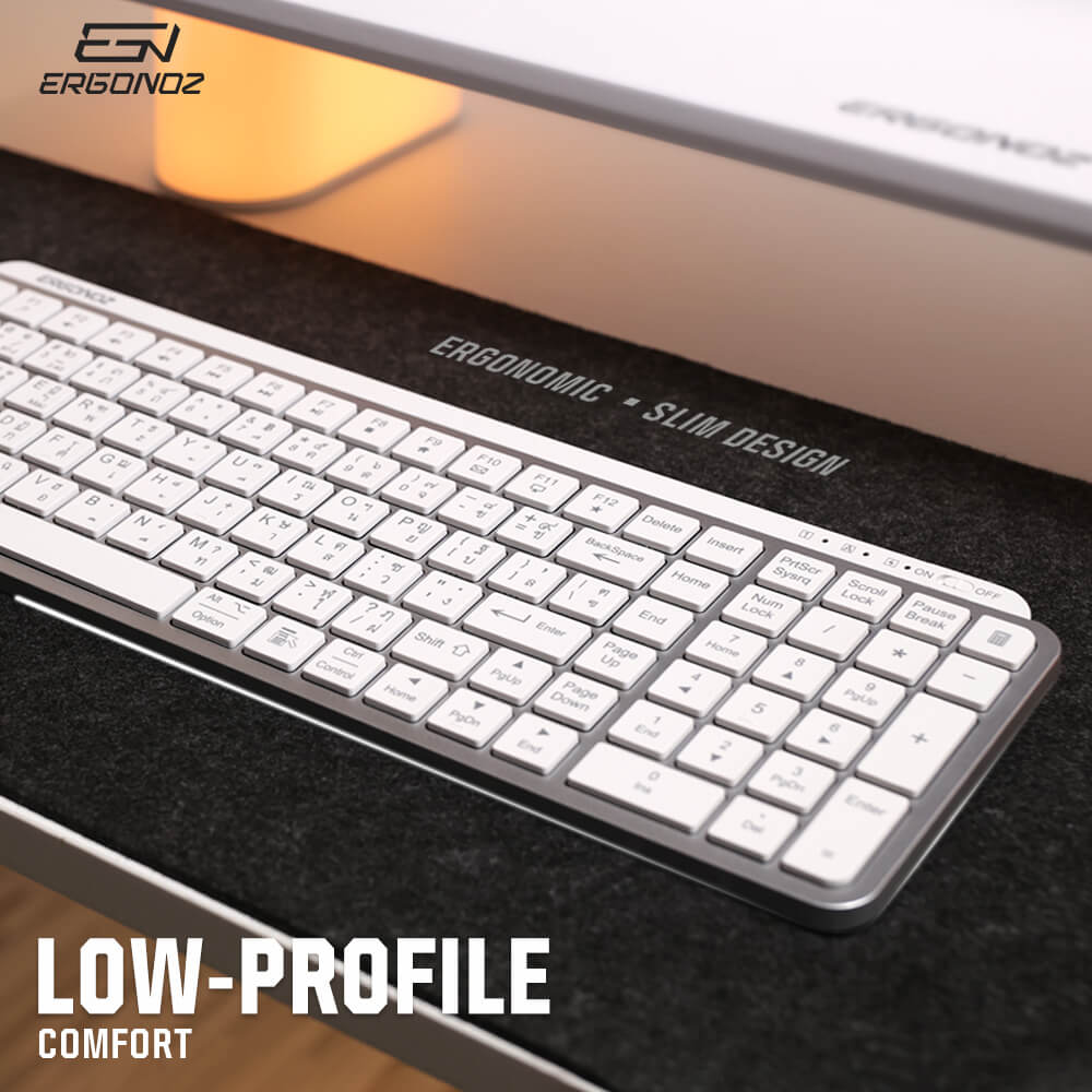 คีย์บอร์ดไร้สาย, ERGONOZ EGN-KB01-W, สีขาว (KEYBOARD 01 2 ระบบ รองรับทั้ง 2.4GHZ และ BLUETOOTH)