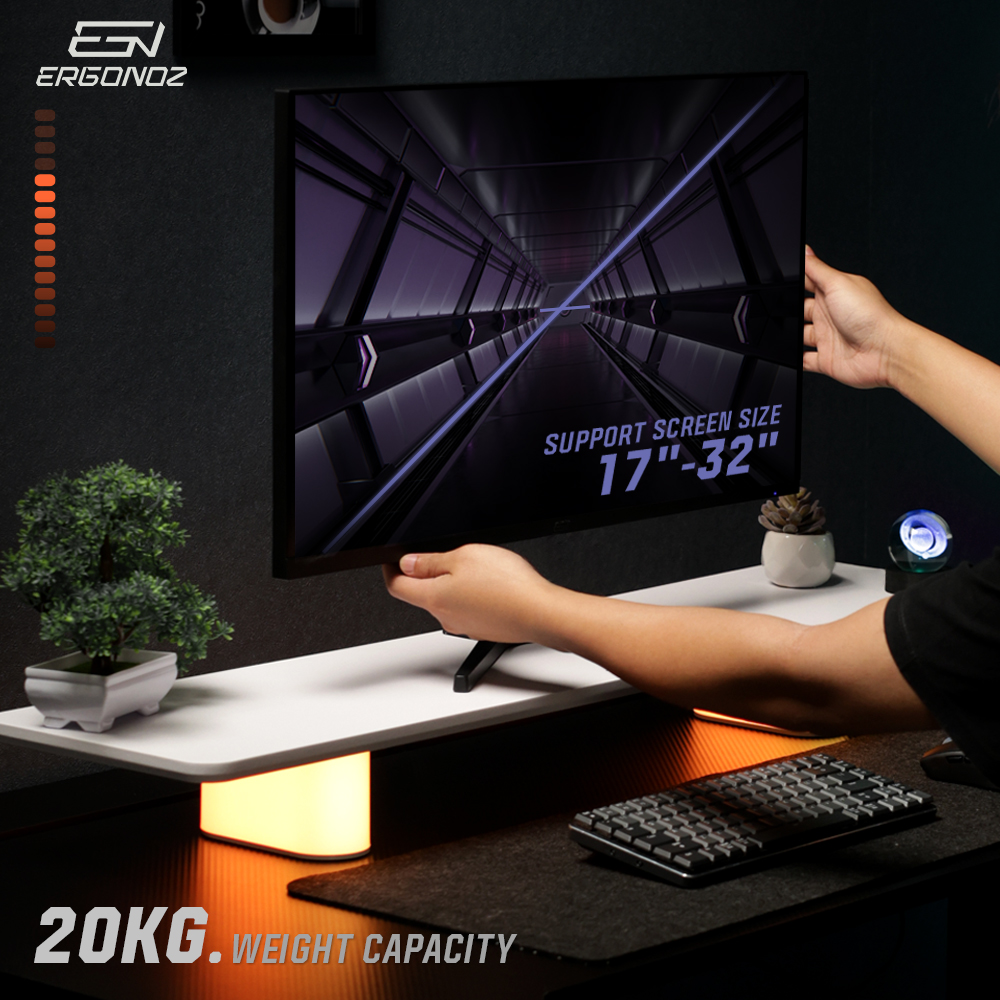 แท่นวางจอ ERGONOZ EGN-LUMINAR-80-B กว้าง 80 ซม., สีดำ (LEVATOR LUMINAR MONITOR RISER มีไฟ RGB)_3