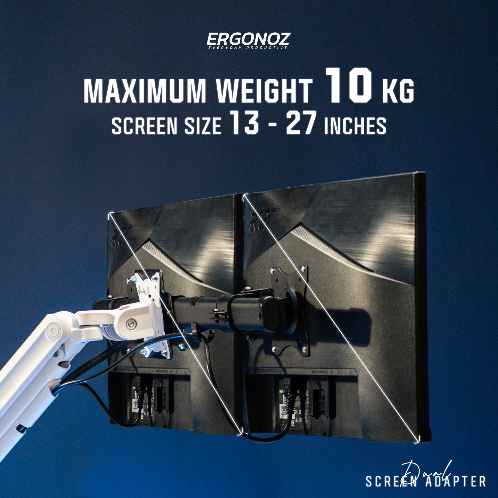 อะแดปเตอร์แปลงแขนจับจอ ERGONOZ EGN-ACC16, สีดำ (แปลงแขนจับจอ 1 แขนเพื่อใช้สำหรับ 2 จอ (ต้องมีแขนจับจอ))_3