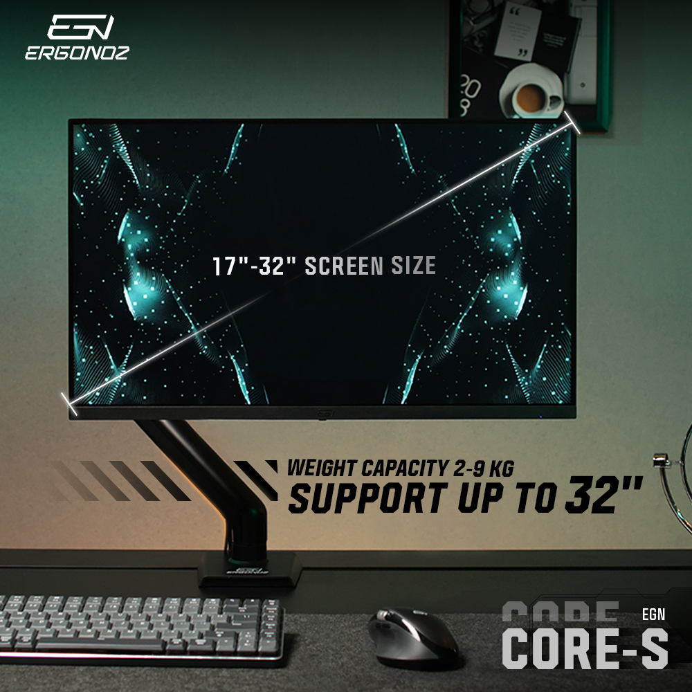 แขนจับจอ ERGONOZ รุ่น CORE แขนเดี่ยว สำหรับหน้าจอ 17 - 32 นิ้ว สีดำ พร้อมที่วางแล็ปท็อป V.4 สีดำ (EGN-C-S-B-ACC01V4-B)_3
