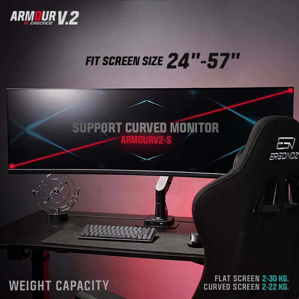 แขนจับจอ ERGONOZ รุ่น ARMOUR V.2 แขนเดี่ยว สำหรับหน้าจอ 24 - 57 นิ้ว สีเทาเข้มและดำด้าน (EGN-ARMOURV2-S)_3