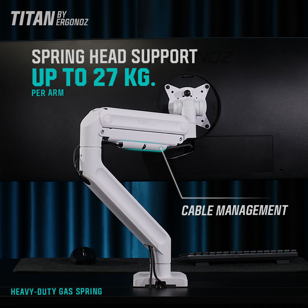 แขนจับจอ ERGONOZ รุ่น TITAN HEAVY DUTY แขนเดี่ยว สำหรับหน้าจอ 15 - 57 นิ้ว สีขาวด้าน (EGN-TITAN-S)_4