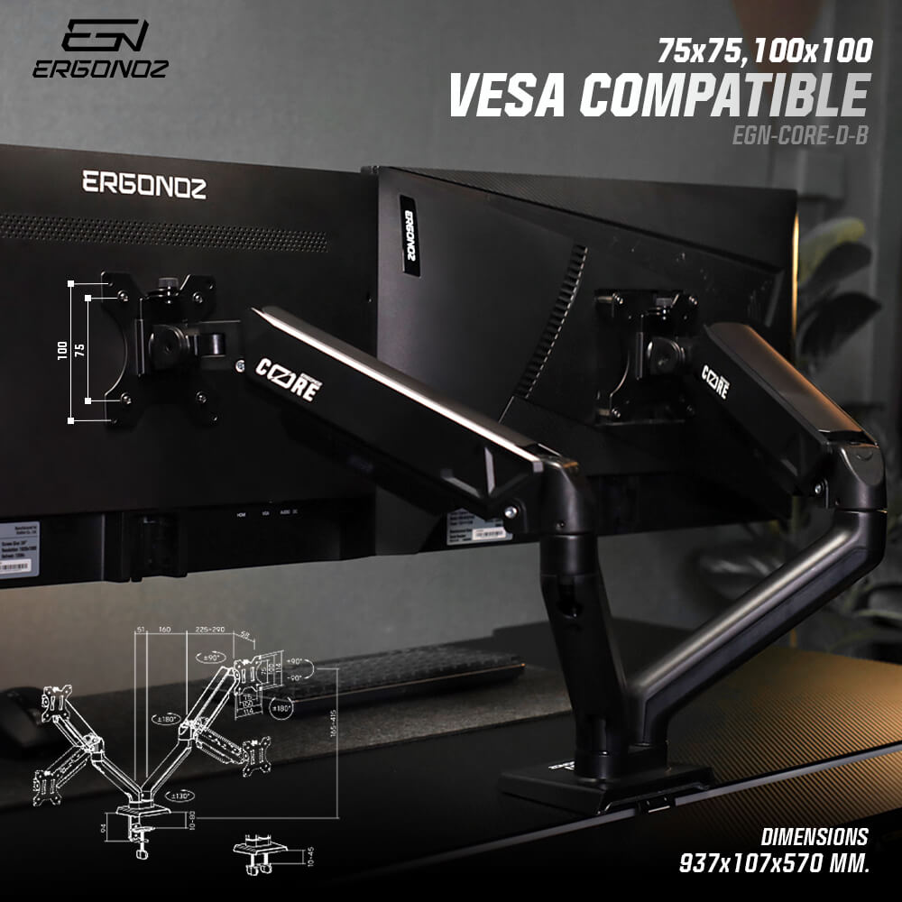 แขนจับจอ ERGONOZ รุ่น CORE แขนคู่ สำหรับหน้าจอ 17 - 32 นิ้ว สีดำ (EGN-CORE-D-B)_4