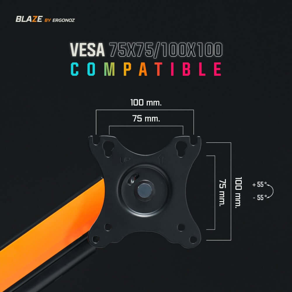 แขนจับจอ ERGONOZ รุ่น BLAZE แขนเดี่ยว สำหรับหน้าจอ 17 - 32 นิ้ว สีดำด้านและส้ม (EGN-BLAZE-S)_4