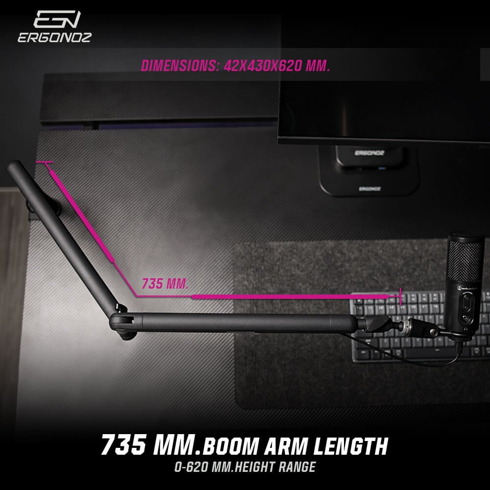 แขนจับไมค์ ERGONOZ IOCTAVIA SERIES MICROPHONE BOOM ARM V.2 (EGN-OCT02) สำหรับไมโครโฟน 3/8’’ และ 5/8’’ สีดำ (ไม่รวมตัวไมค์)_4