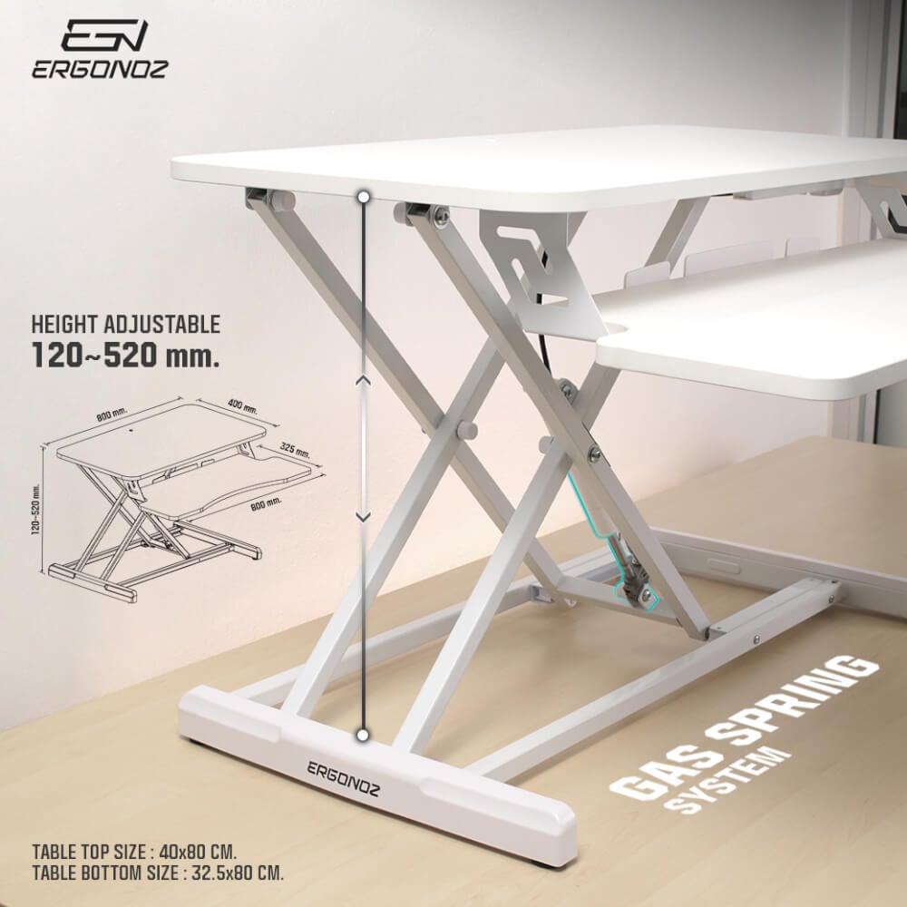 โต๊ะปรับระดับ โต๊ะทำงานแบบยืน ERGONOZ EGN-STA01V2-W, สีขาว (STANDING DESK CONVERTER V.2)
