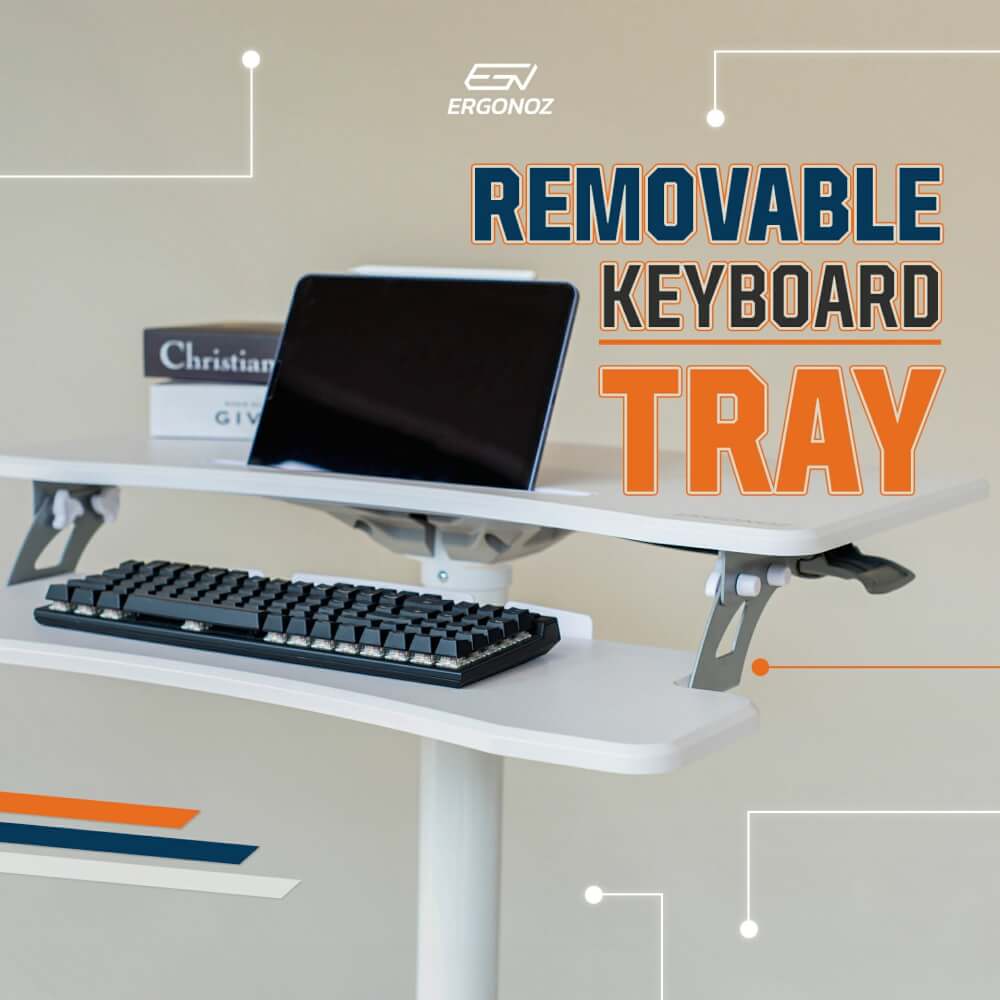โต๊ะคอมพิวเตอร์ปรับระดับ มีล้อเลื่อน ERGONOZ EGN-STA02B, สีดำ (COMPUTER CART STANDING DESK)