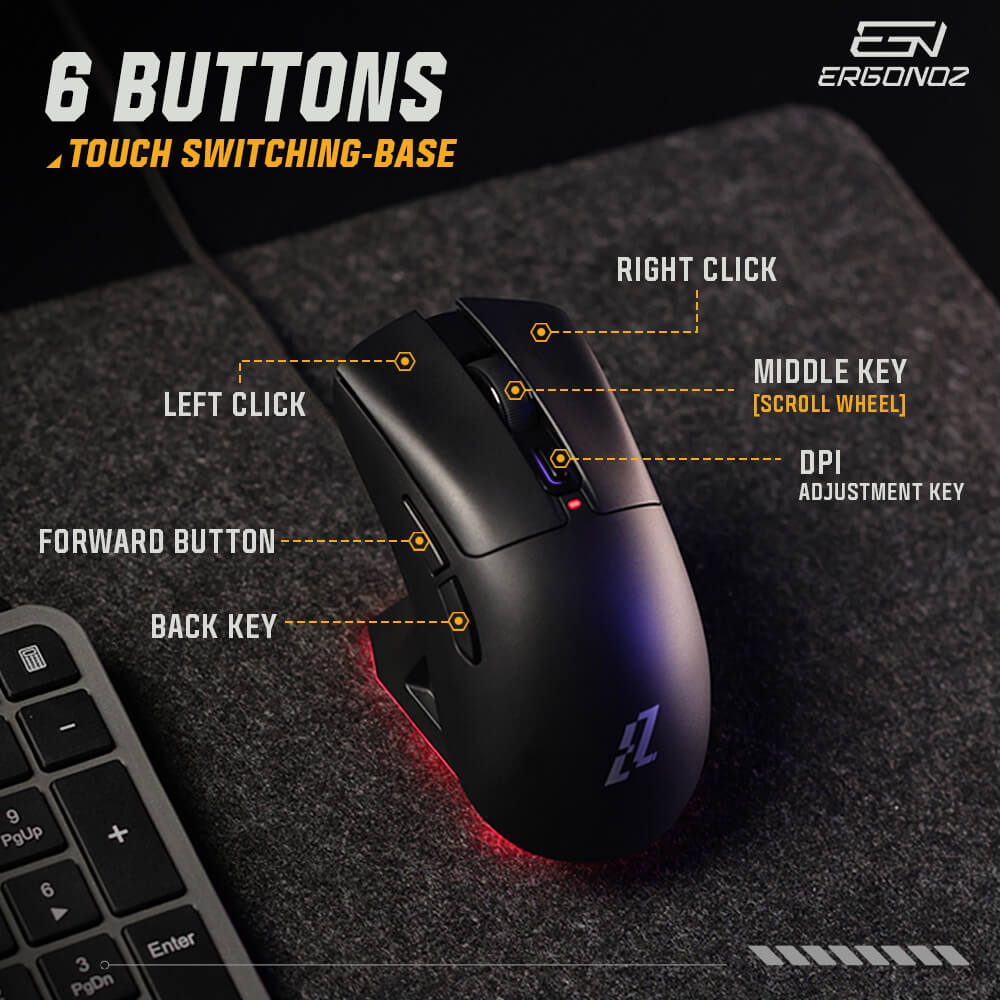 เมาส์เกมมิ่งไร้สาย, ERGONOZ EZ-VELOZ-EP2-B, สีดำ (EZZENTIAL GAMING MOUSE VELOZ X)_4