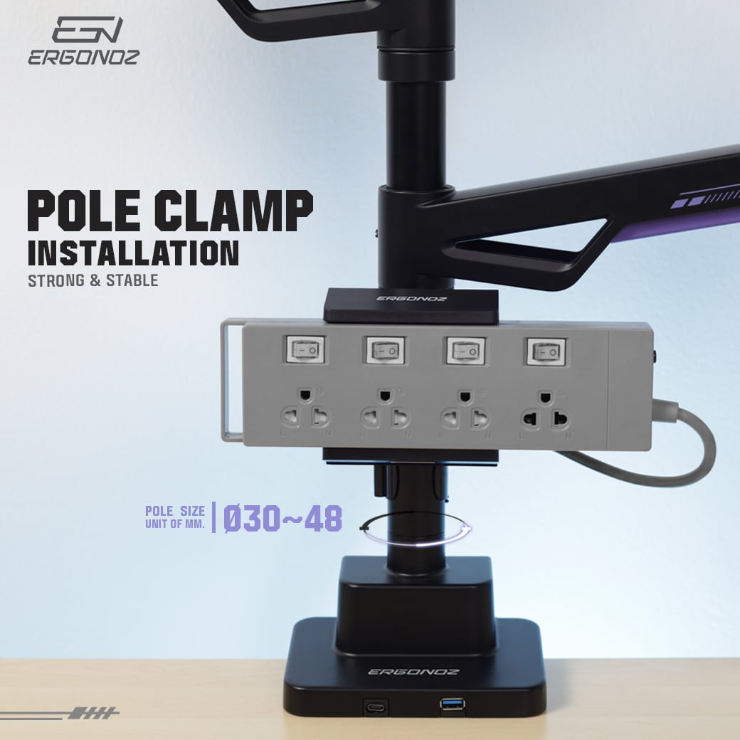 ที่ยึดปลั๊กไฟ อุปกรณ์เสริม ERGONOZ EGN-ACC23, สีดำ (POWER STRIP HOLDER ยึดกับเสาหรือท่อกลม)_4