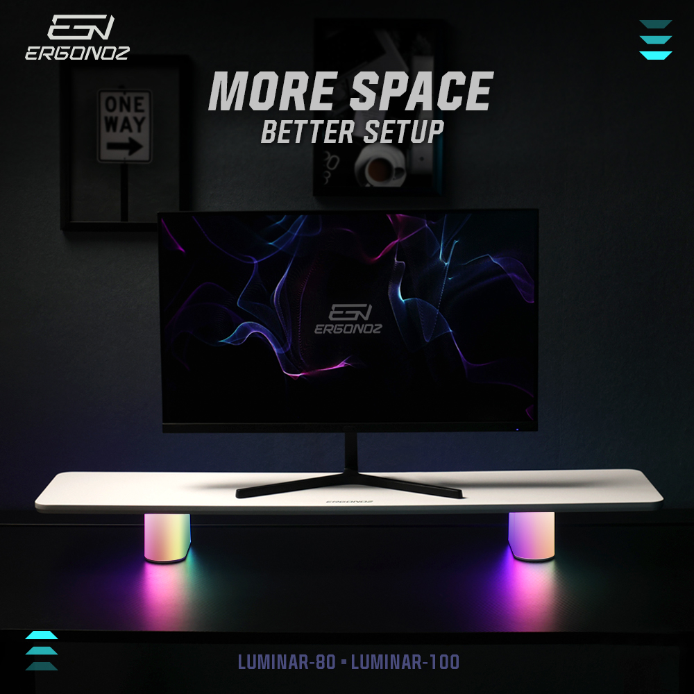 แท่นวางจอ ERGONOZ EGN-LUMINAR-80-B กว้าง 80 ซม., สีดำ (LEVATOR LUMINAR MONITOR RISER มีไฟ RGB)_4