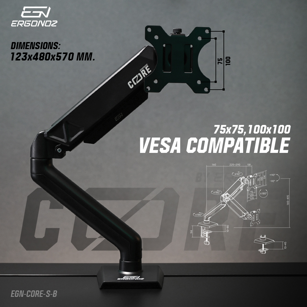 แขนจับจอ ERGONOZ รุ่น CORE แขนเดี่ยว สำหรับหน้าจอ 17 - 32 นิ้ว สีดำ พร้อมที่วางแล็ปท็อป V.3 สีดำ (EGN-C-S-B-ACC01V3-B)_4