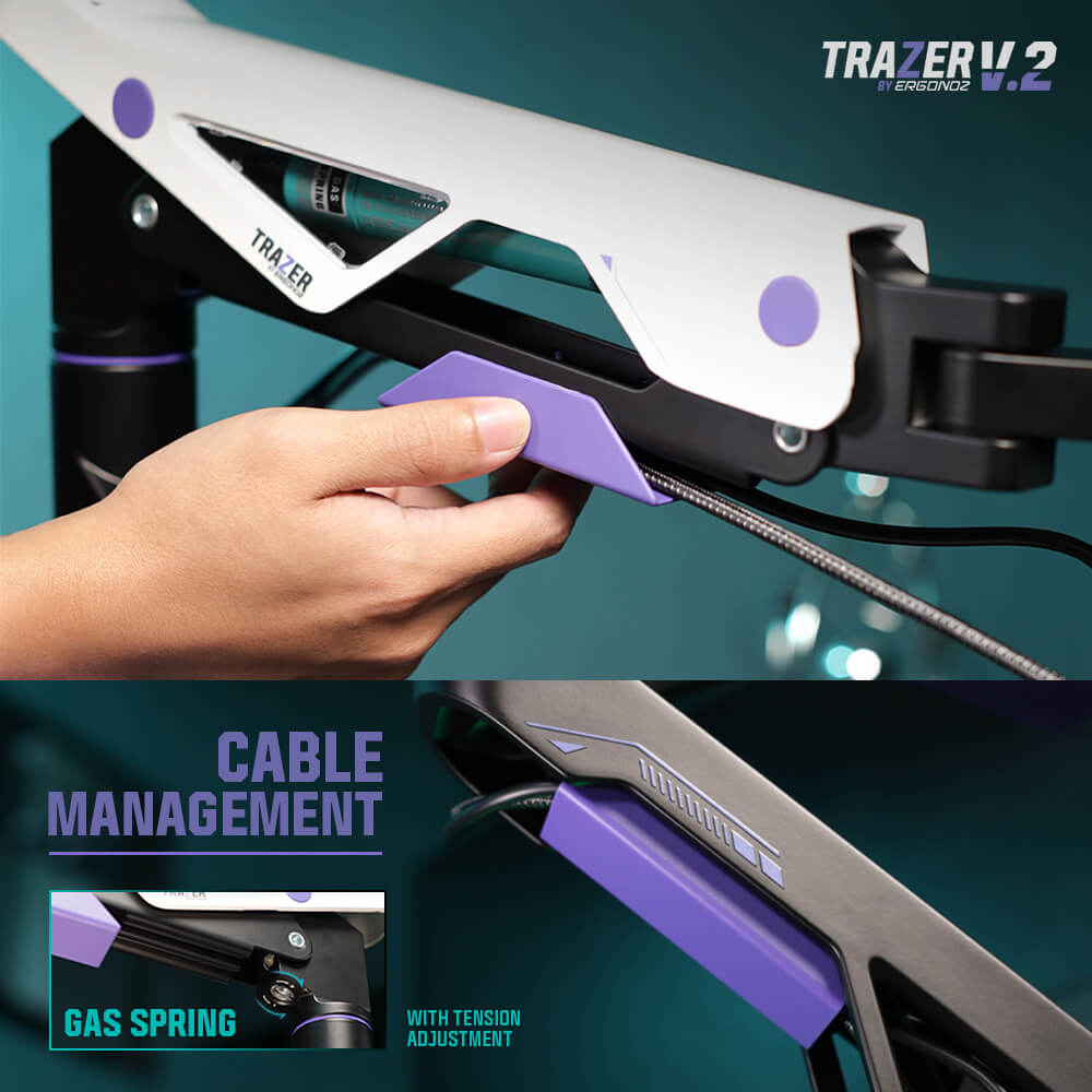 แขนจับจอ ERGONOZ รุ่น TRAZER V.2 แขนเดี่ยว สำหรับหน้าจอ 24 - 57 นิ้ว สีดำด้าน, ขาวด้าน และม่วง (EGN-TRAZERV2-S)_5