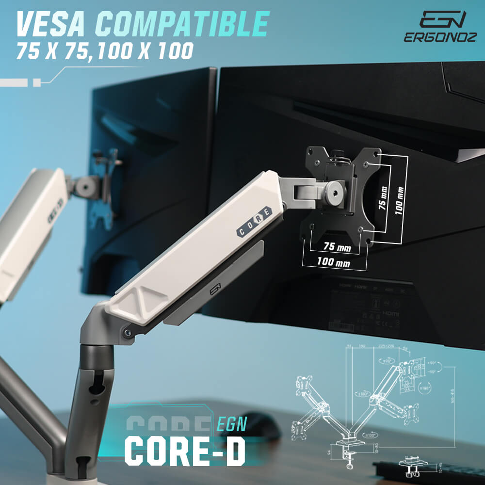 แขนจับจอ ERGONOZ รุ่น CORE แขนคู่ สำหรับหน้าจอ 17 - 32 นิ้ว สีเทาเข้มและขาว (EGN-CORE-D-G)_5