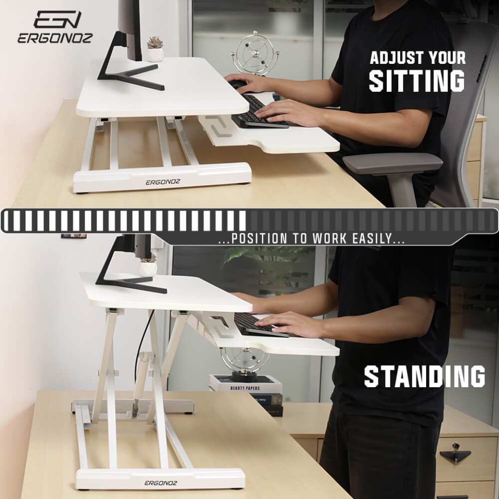 โต๊ะปรับระดับ โต๊ะทำงานแบบยืน ERGONOZ EGN-STA01V2-W, สีขาว (STANDING DESK CONVERTER V.2)