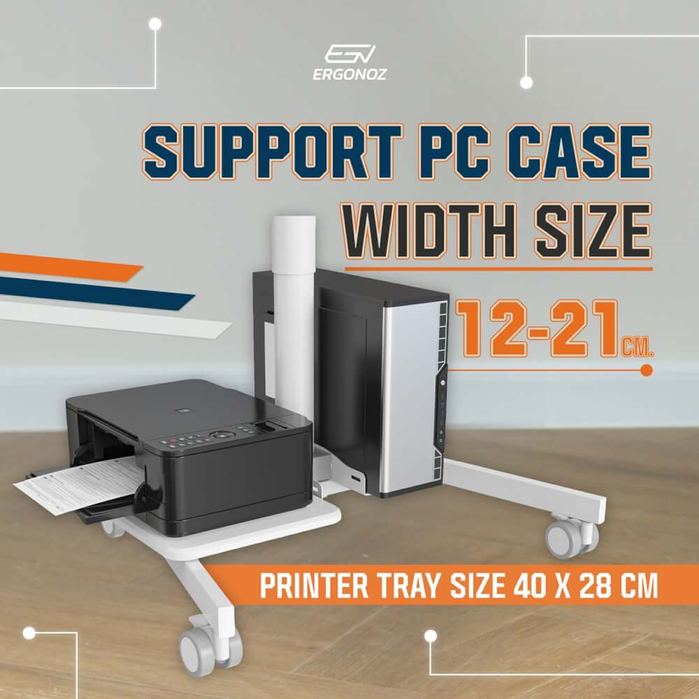 โต๊ะคอมพิวเตอร์ปรับระดับ มีล้อเลื่อน ERGONOZ EGN-STA02B, สีดำ (COMPUTER CART STANDING DESK)