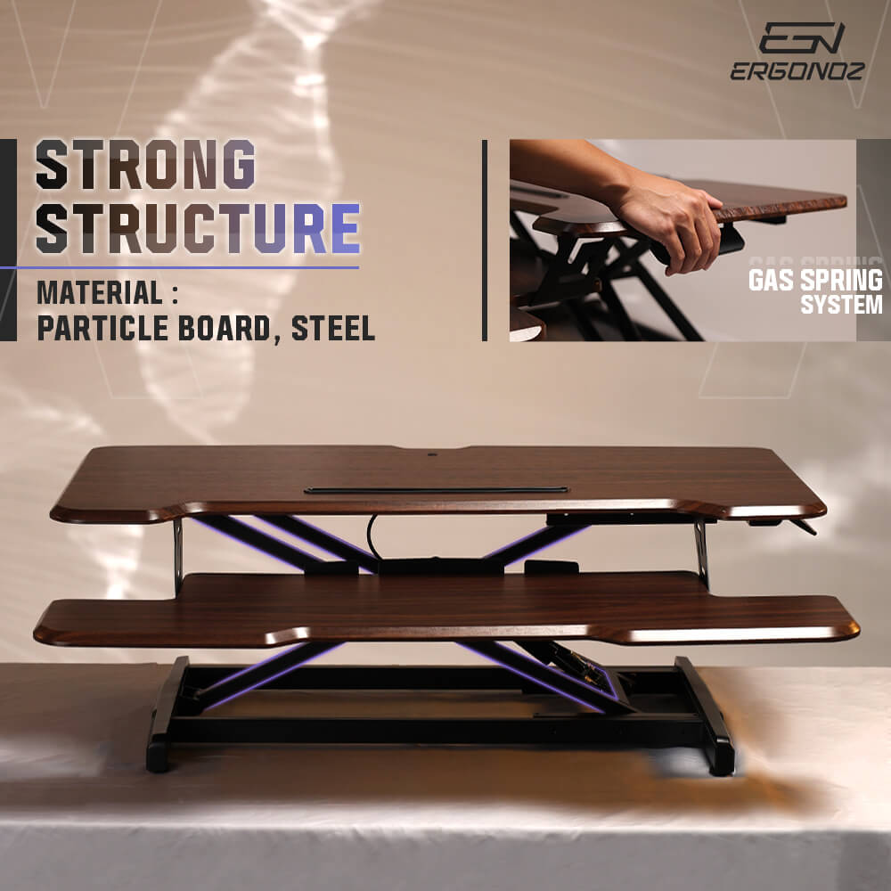 โต๊ะปรับระดับ โต๊ะทำงานแบบยืน ERGONOZ EGN-STA03-BR, สีน้ำตาล (STANDING DESK CONVERTER)_5