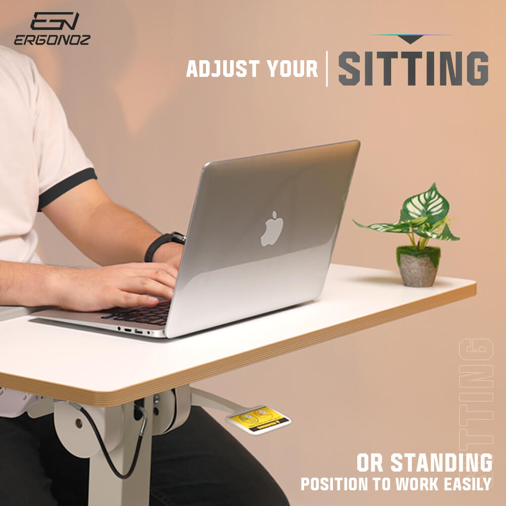 โต๊ะทำงานปรับระดับ มีล้อเลื่อน ERGONOZ EGN-STA04-W, สีขาว (STANDING LAPTOP DESK)_5