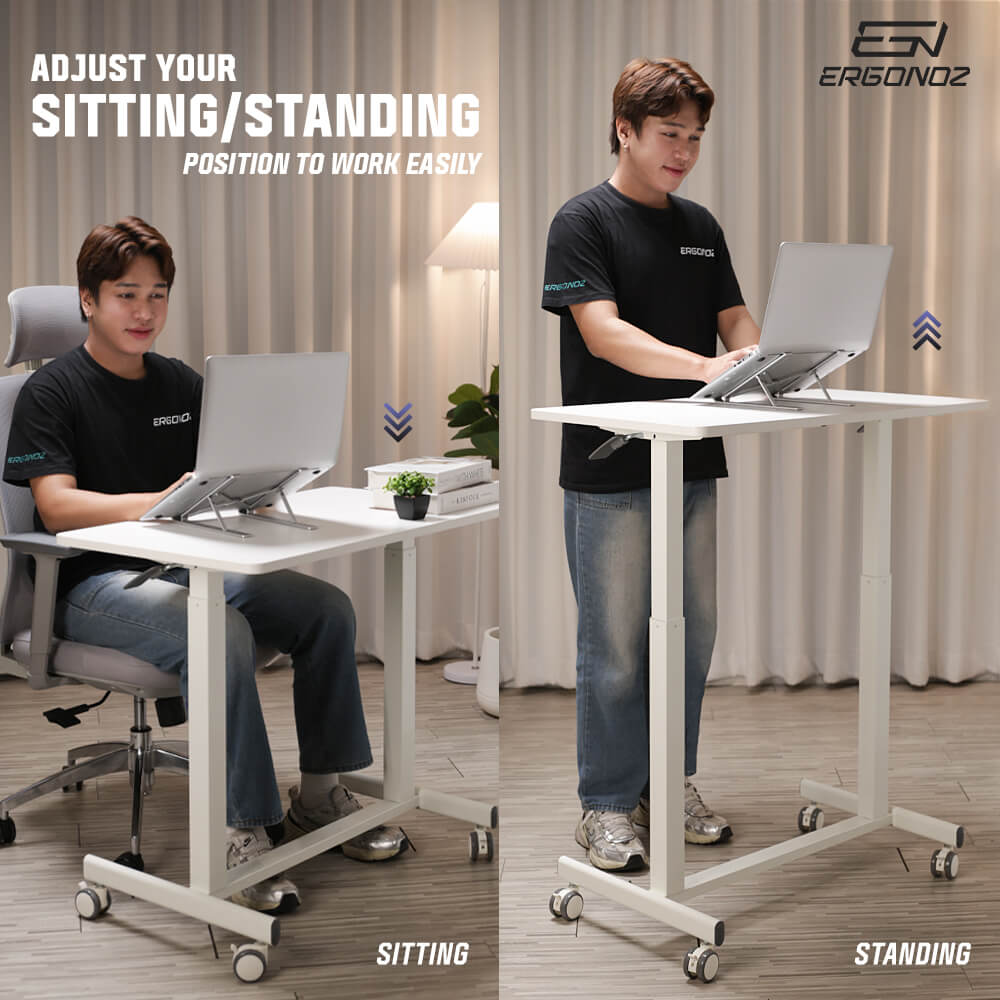 โต๊ะอเนกประสงค์เคลื่อนที่ มีล้อเลื่อน ERGONOZ EGN-STA07-W, สีขาว (MULIT-PURPOSE MOBILE DESK)_5