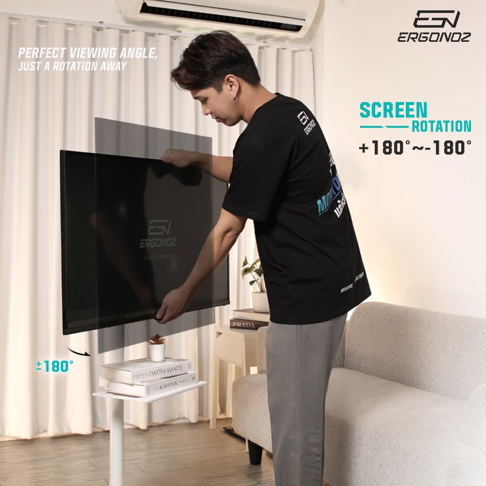 ขาตั้งจอทีวีปรับระดับ มีล้อเลื่อน ERGONOZ EGN-MOBIL01-W, สีขาว