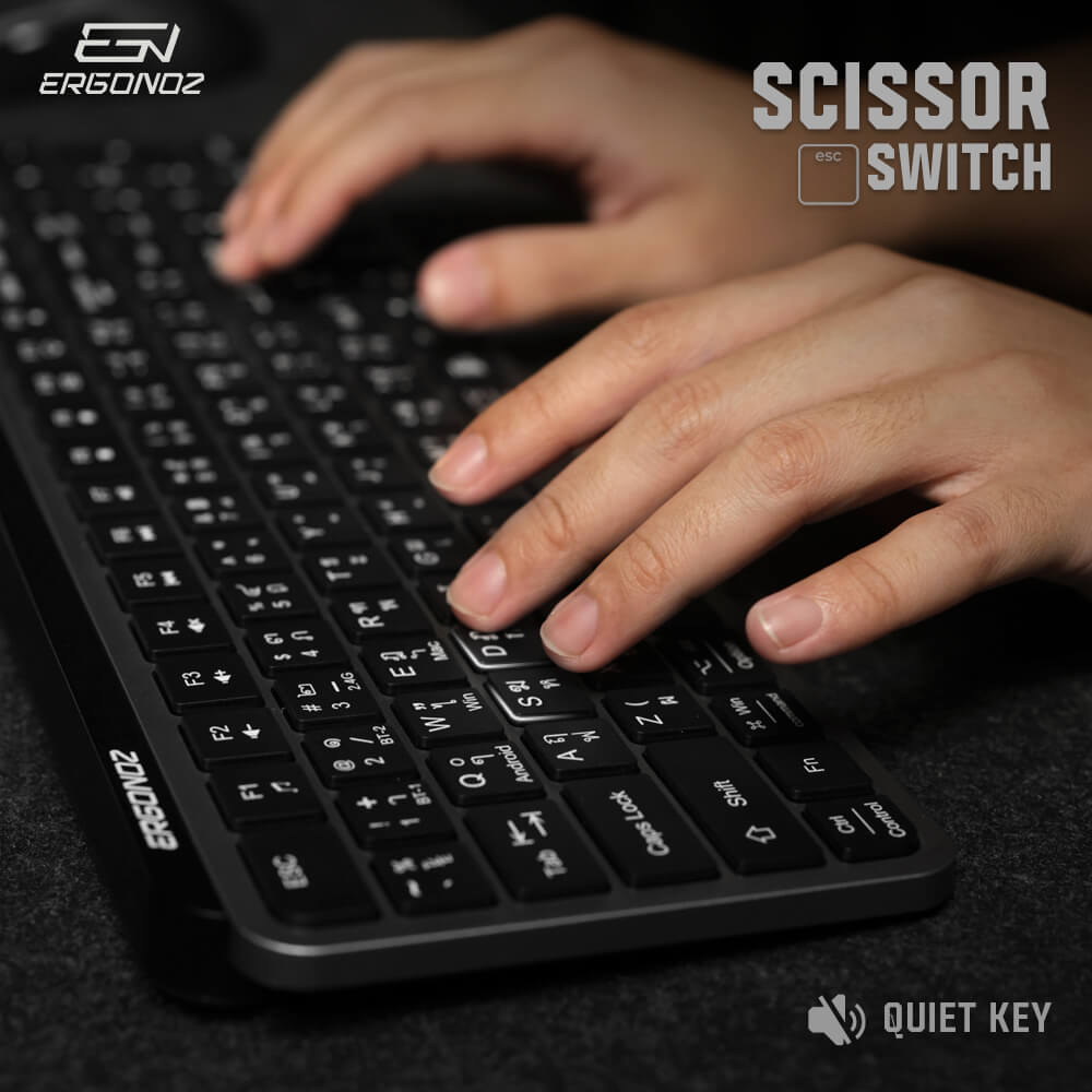 คีย์บอร์ดไร้สาย, ERGONOZ EGN-KB01, สีดำ (KEYBOARD 01 2 ระบบ รองรับทั้ง 2.4GHZ และ BLUETOOTH)