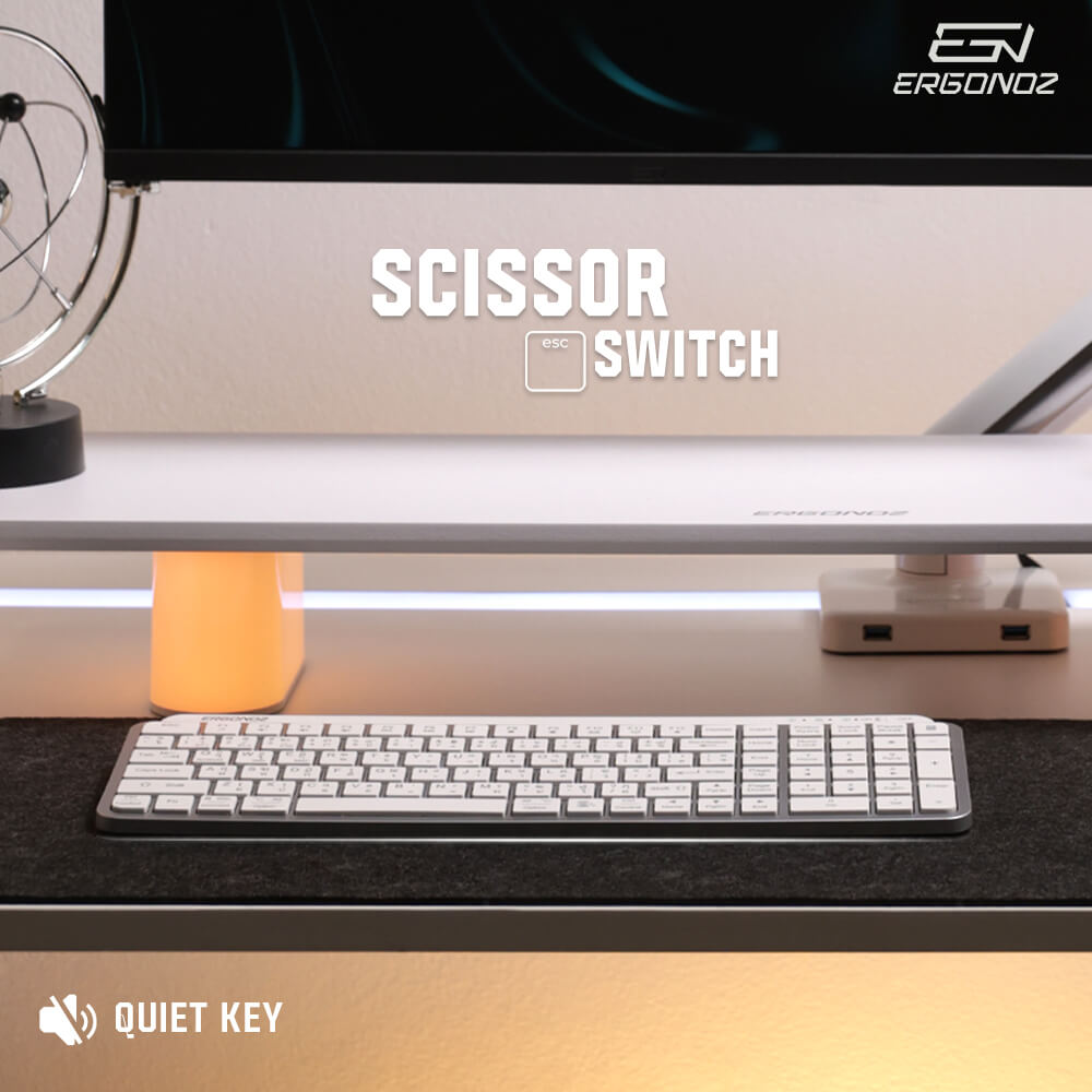 คีย์บอร์ดไร้สาย, ERGONOZ EGN-KB01-W, สีขาว (KEYBOARD 01 2 ระบบ รองรับทั้ง 2.4GHZ และ BLUETOOTH)