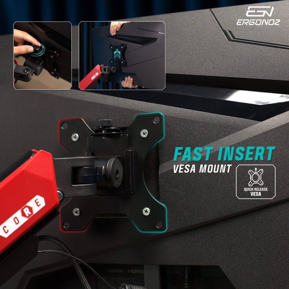 แขนจับจอ ERGONOZ รุ่น CORE แขนเดี่ยว สำหรับหน้าจอ 17 - 32 นิ้ว สีแดง (EGN-CORE-S-R)_6