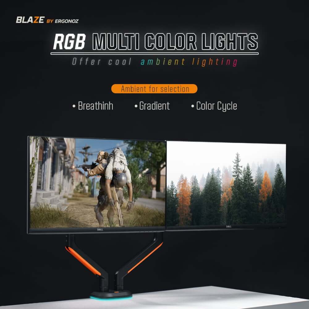 แขนจับจอ ERGONOZ รุ่น BLAZE แขนเดี่ยว สำหรับหน้าจอ 17 - 32 นิ้ว สีดำด้านและส้ม (EGN-BLAZE-S)_6