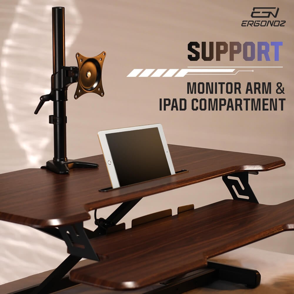 โต๊ะปรับระดับ โต๊ะทำงานแบบยืน ERGONOZ EGN-STA03-BR, สีน้ำตาล (STANDING DESK CONVERTER)_6